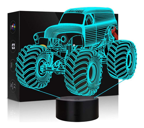 3d Led Illusion Monster Truck Night Light Iluminación ...