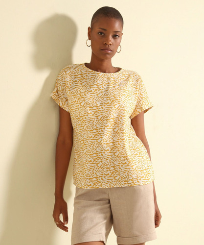 Blusa Mujer Patprimo M/c Amarillo Algodón 30122969-1289