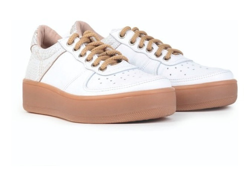 Imagen 3 de 7 de Zapatillas Urbanas De Mujer De Cuero Cordones Klama -ferraro