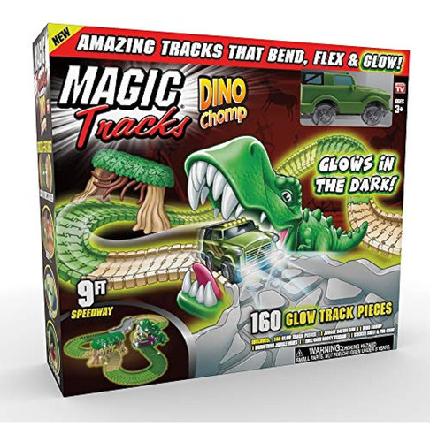   Magic Tracks Dino Chomp Glow In The Dark Racetrack Set