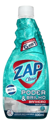 Refil Limpa Banheiro Sem Cloro Zap Clean 500ml 6em1 Limpeza