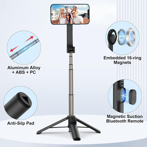 Tripé Selfie Monopod Magnético Suporte Celular Bluetooth-