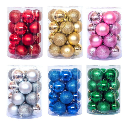 Bolas De Navidad 6cm Adornos Navideños Tubo X20 Esferas