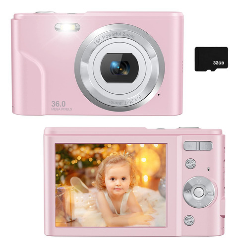 Camara Digital Para Niños Y Niñas-de 36 Mp Color rosa