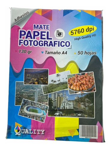 50 Hojas Papel Foto Adhesivo Mate Tamaño A4 (carta)