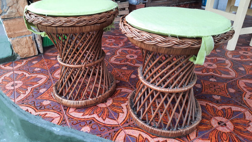Sillas De Mimbre X2 Marrón Claro Verde Claro (Usado)