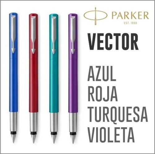 Lapicera Pluma Parker Vector Azul / Roja Azul Lavable