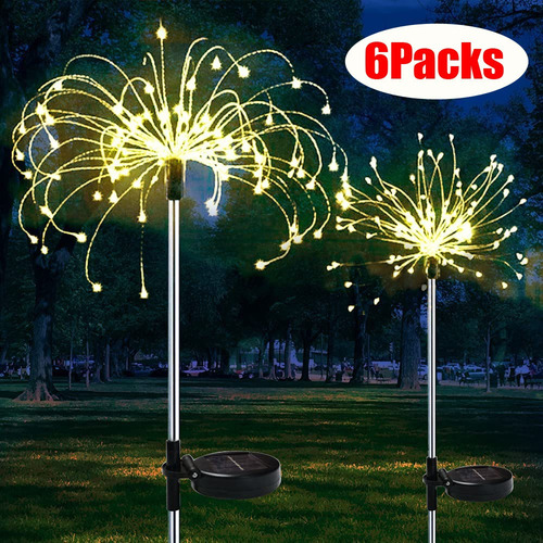 6pcs Luces De Fuegos Artificiales Solares Al Aire Libre Luz