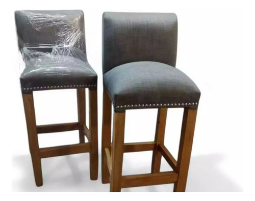 Banqueta Alta Capitone Con Tachas Barra Mostrador Natural, Blanco O Negro Varios