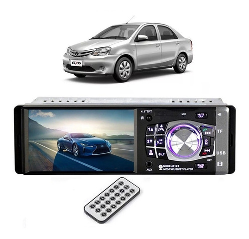 Imagem 1 de 8 de Aparelho Mp5 Automotivo Bluetooth Tela 4.1 Toyota Etios 1 Din Radio Mp3 Player Videos 4x60w Potente Rca Spotify