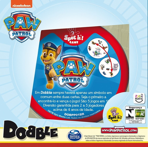 Harden hende reductor Dobble Paw Patrol - A Patrulha Canina Em Português | Frete grátis