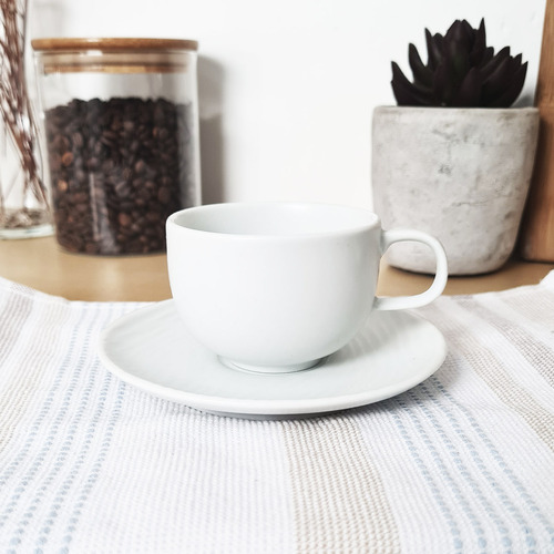 X 6 Combo Taza C/ Plato Té Germer Dunas 235 Ml Color Blanco
