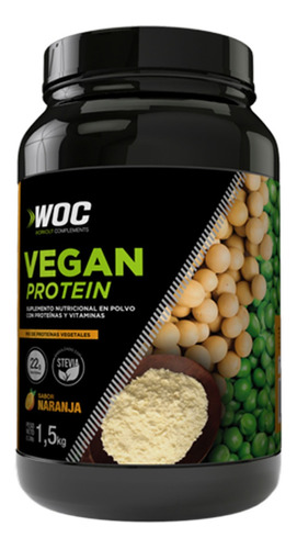 Imagen 1 de 3 de Vegan Protein Soja Y Arvejas Woc-naranja 1.5 Kg Nutr. Center