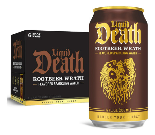 Liquid Death Rootbeer Wrath, 6 Latas De 355 Ml.