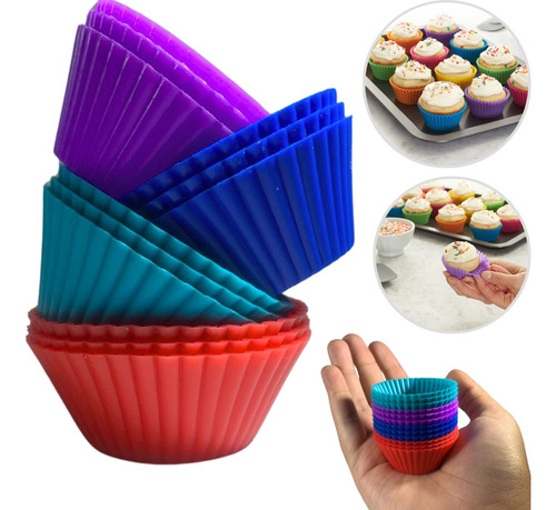 12 Forminhas Mini Cupcake Silicone Redonda Ø 5 Cm Gelatinas