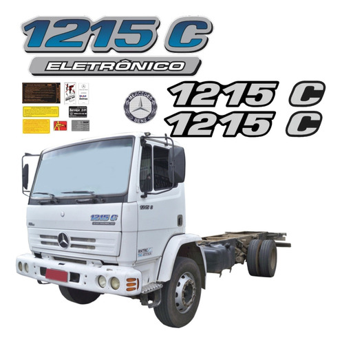 Kit Adesivo Mercedes Benz 1215 C Eletronico Emblema Truck 33