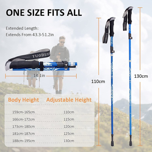 2 Piezas Bastones Trekking Plegables Para Senderismo Ligero