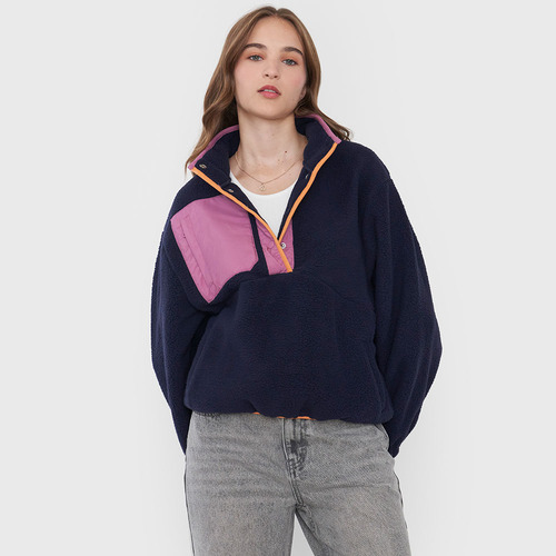 Polerón Mujer Polar Color Block Navy Corona