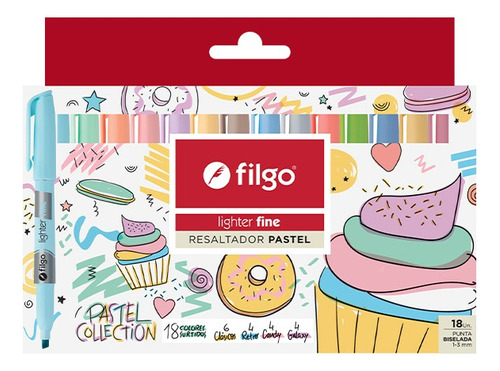 Resaltadores Filgo Ligther Fine X 18 Colores Pastel