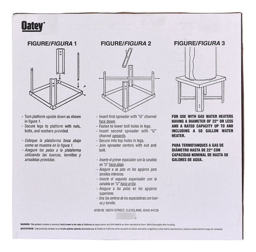 Oatey Galvanizado Soporte Calentador Agua Cuadrado Alto