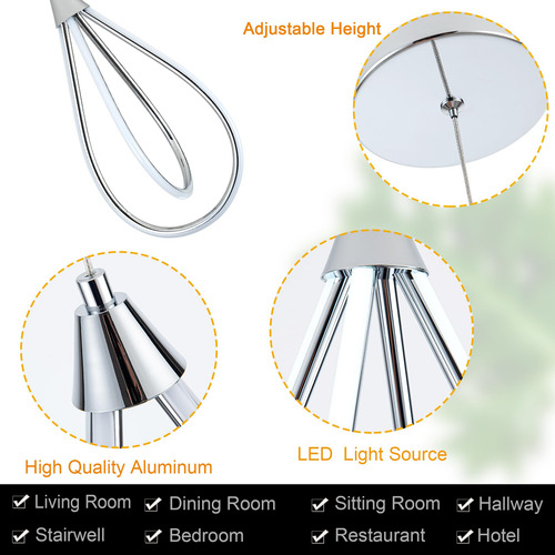 Lámpara Colgante Led Cromada Ajustable Para Cocina