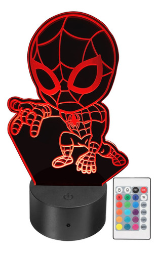 Lámpara Led Spiderman Caricatura Acrílico Rgb Personalizada