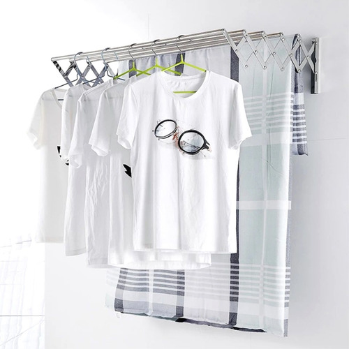 Imagen 4 de 6 de Tendedero Tender De Pared Plegable Acero Inoxidable P/ropa