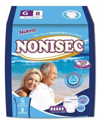 Ropa Interior Descartable Para Adulto Nonisec G X 8 Unidades