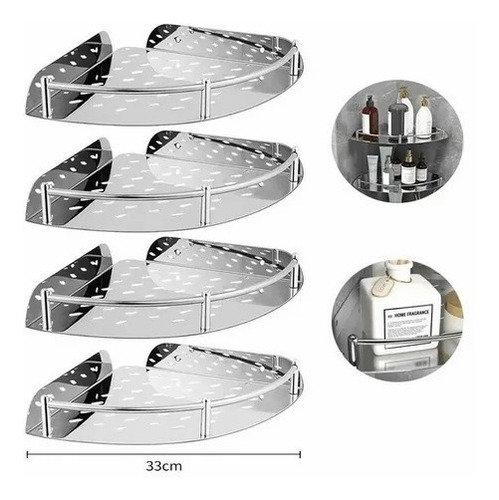 Imagen 9 de 9 de Repisa Esquinera Aluminio Inoxidable Brillante 4 Niveles