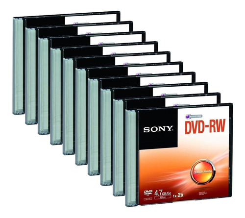 Kit 10 Piezas Dvd-rw Sony Regrabable 2 X, 4.7 Gb