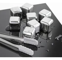 Comprar Cubos De Gelo Aço Inox Metal Com Pegador Drinks Kit Com 8 Un