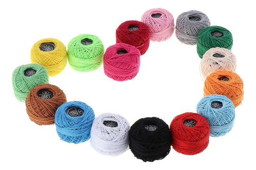 16x Crochet Tead Conjunto De Bolas De Algodón Arco Iris Col