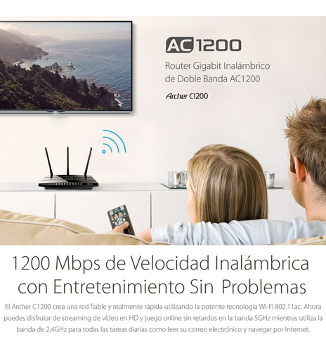 Tp-link, Router Gigabit Wifi Dual Band Ac1200, Archer C1200