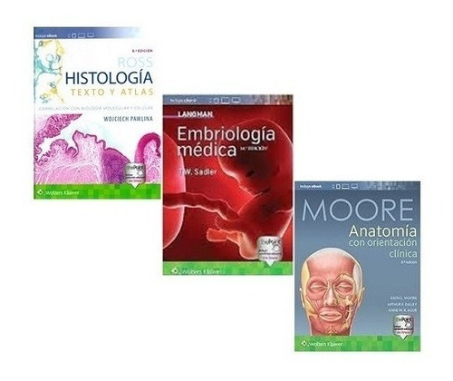 Pack Ross Histología, Langman Embriologia Y Moore Anatomía 
