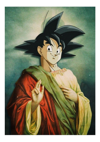 Imán Decorativo Para Vehículo 8,5x12cm Goku Jesus Mesías