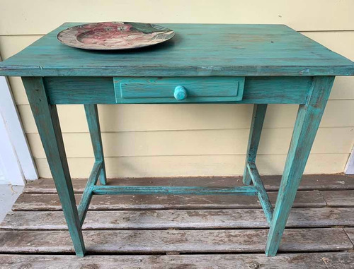 Mesa De Campo Original! Restaurada Con Cajón Para Utensillos
