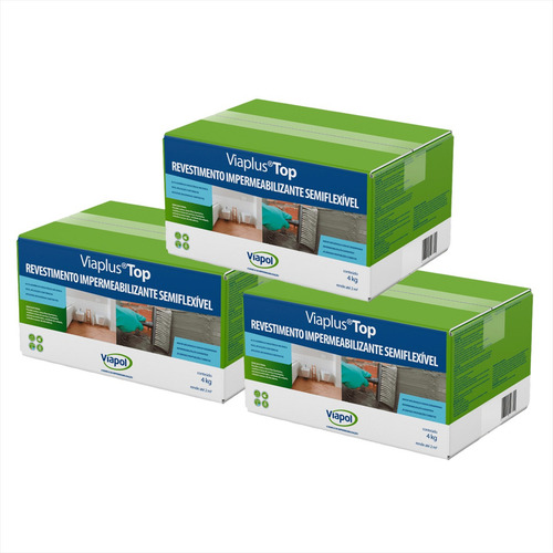 Argamassa Impermeavel Viaplus Top Viapol 4kg Kit 3 Und