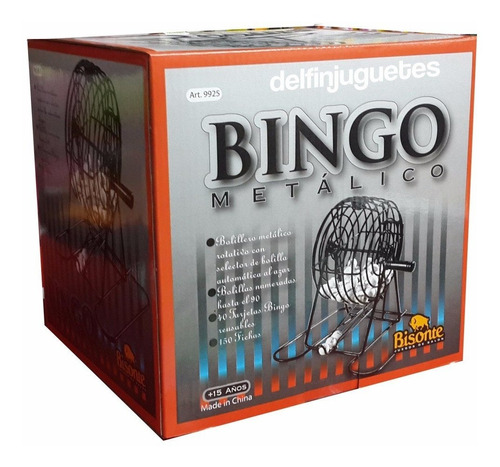 Bingo Con Bolillero Metal Bisonte 90 Bolillas + Cartones