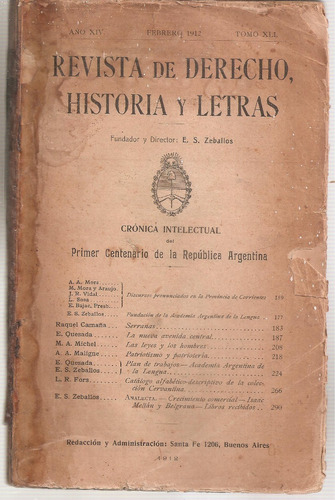 Revista De Derecho Historia Y Letras Febrero 1912 Peuser