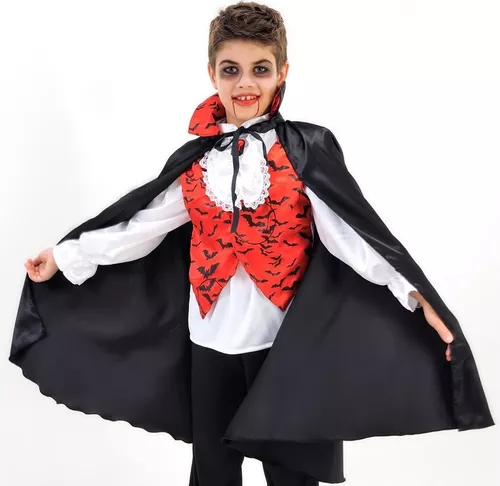 Fantasia Infantil Halloween Vampiro Drácula Luxo Com Capa