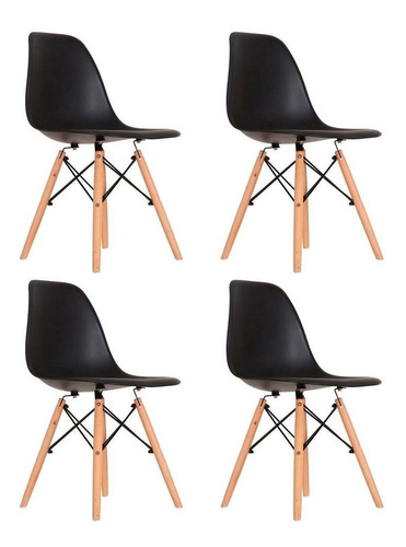 Cadeira Eiffel Design Charles Eames - Kit C/ 4 - Preto