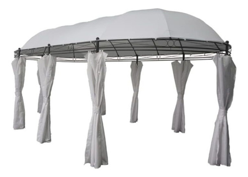 Pergola Ovalada Con Cortinas - Jardin Exterior Carpa Gazebo