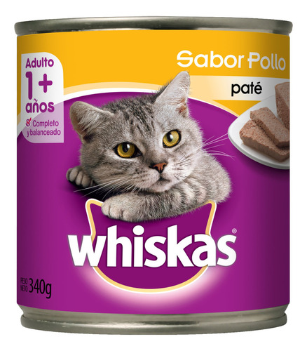 Whiskas Alimento Húmedo Lata Gato Sabor Pollo 340gr X1