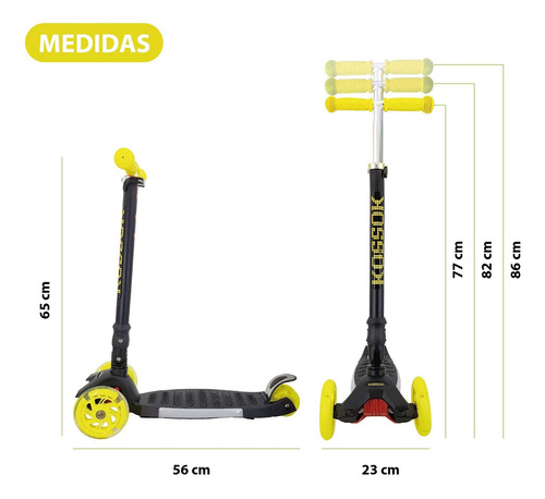 Imagen 3 de 9 de Monopatín Kossok Sky - Plegable Con Luz Led - Infantil