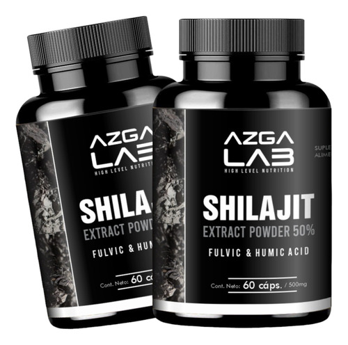 Shilajit 60 Caps 500 Mg 2 Piezas Azga Lab (rinde 60 Días) Sabor Sin Sabor