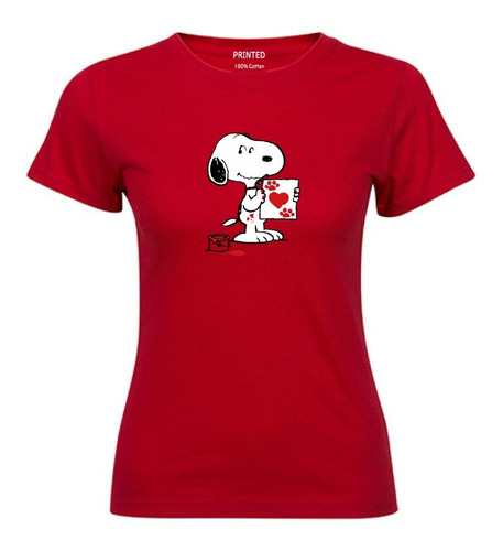Polera Mujer Estampado Snoopy Pintando