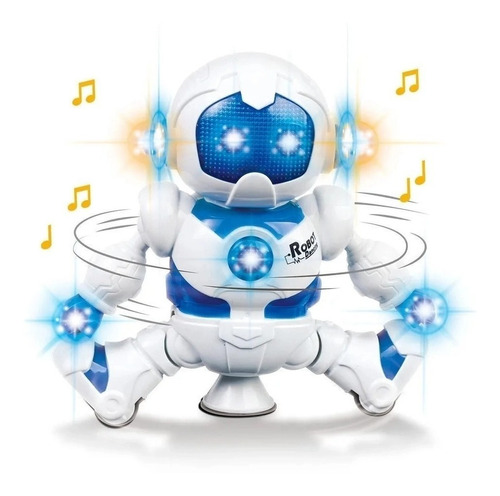 Robô Dançante Dança Breaker Gira Gira 360ºcom Luz E Som Cor Branco Personagem Robô Breaker