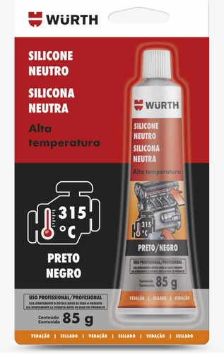 Adesivo Cola Silicone Alta Temperatura Pro Preto Wurth 343ºc