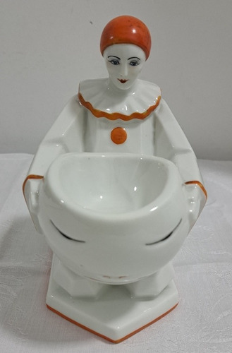 Violetero Porcelana Clown Arlequin Sellado Art Deco B250