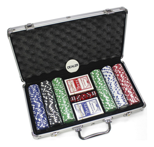 Jogo De Baralho E Fichas Para Poker Dados Com Maleta Prata